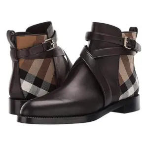 2020 Men's Pu Leather Boots Buckle Design Plaid Ankle High Fashion  Boots  Casual Top Quality Low Heel Assorted Male Boots TV866