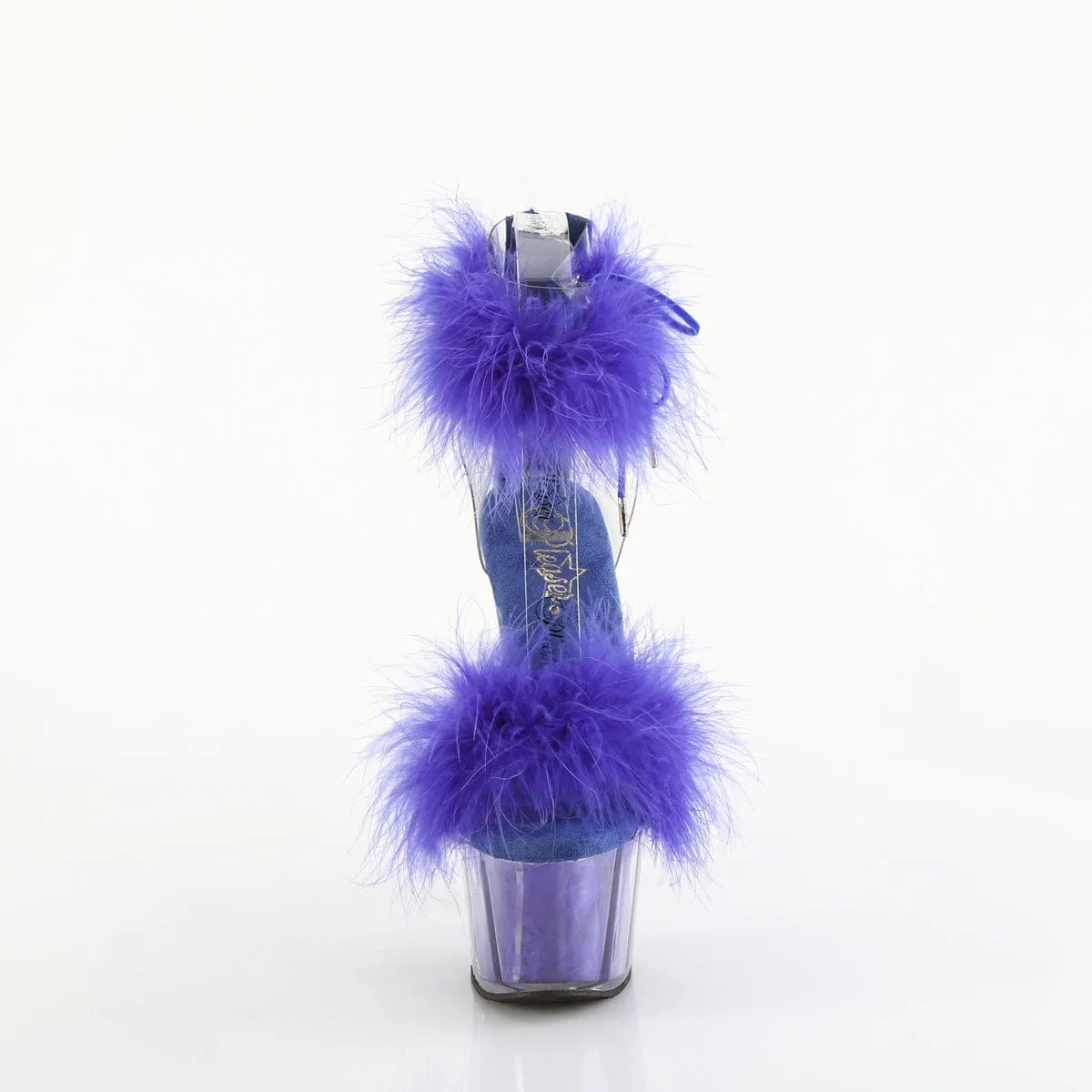 ADORE-724F Clear Royal Blue Fur Sandals