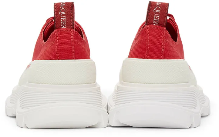 Alexander McQueen Red Tread Slick Platform Low Sneakers