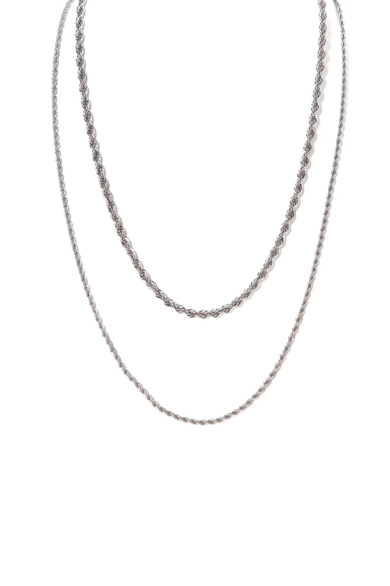 All On Me Layered Rope Necklace - Silver