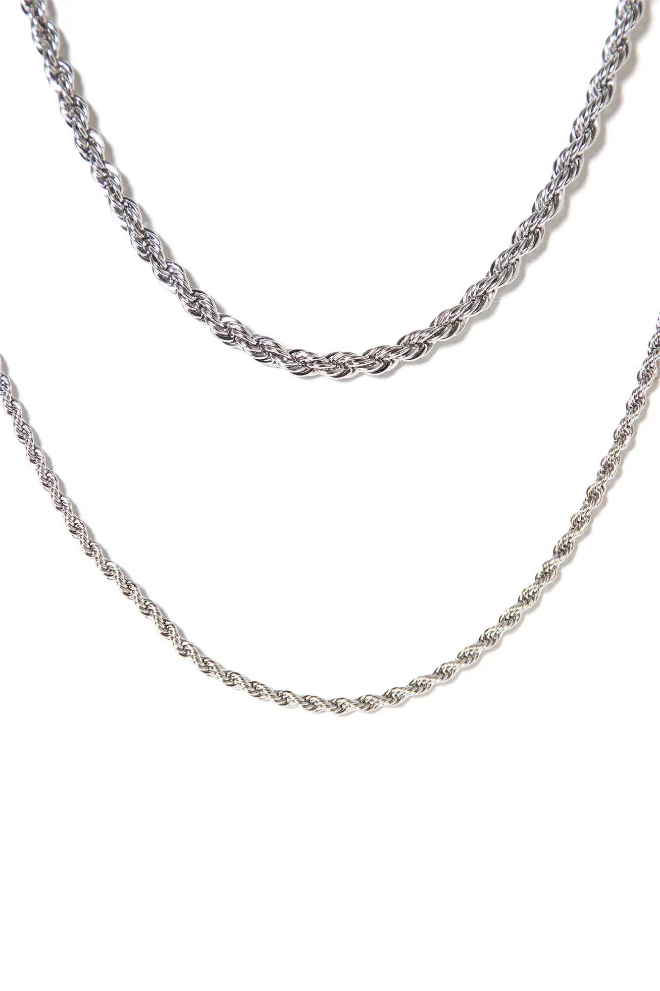 All On Me Layered Rope Necklace - Silver