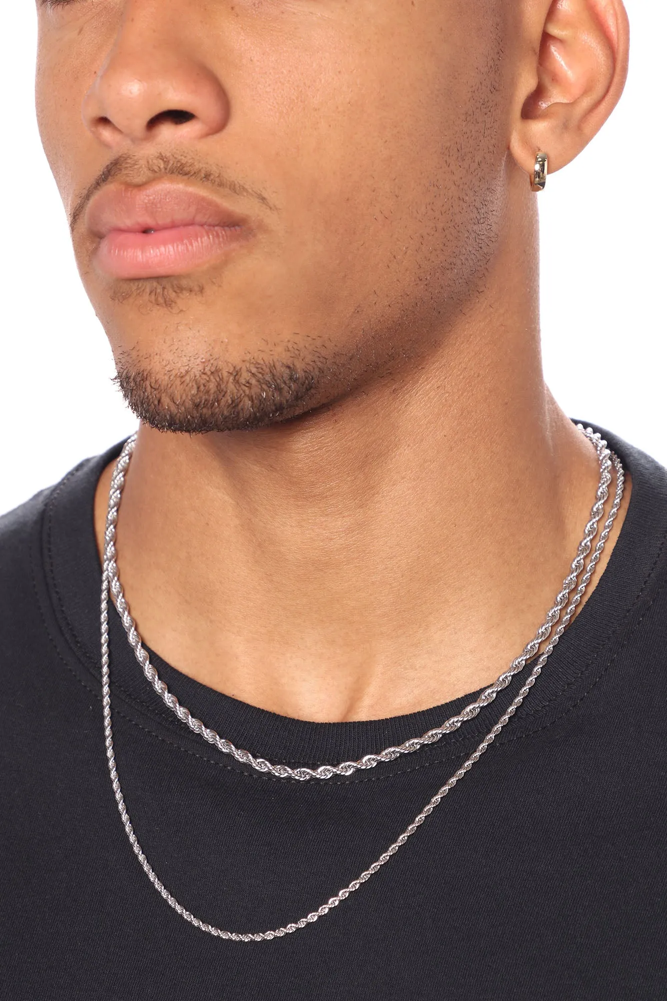 All On Me Layered Rope Necklace - Silver