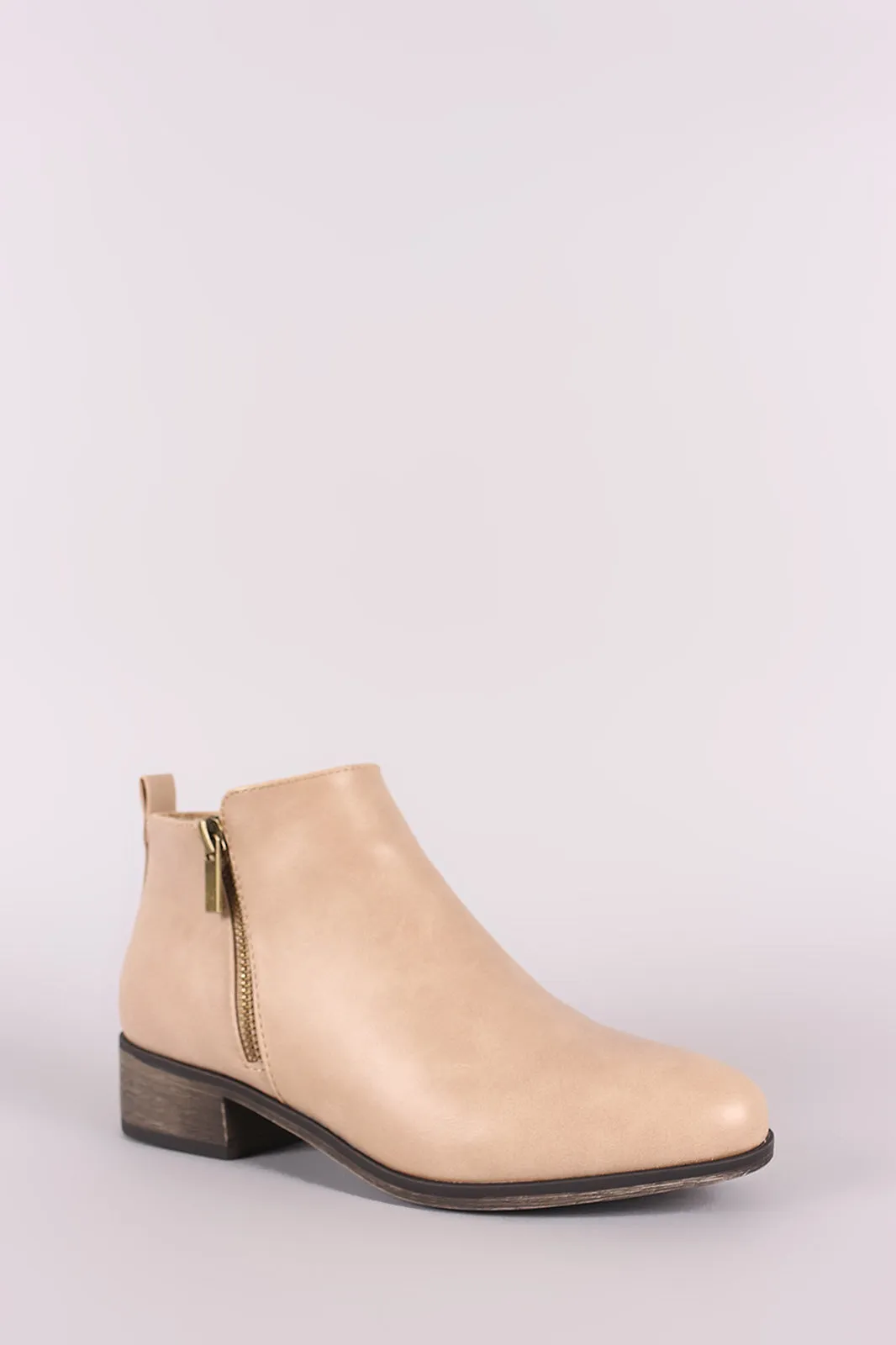 Bamboo Zipper Trim Almond Toe booties