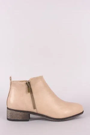 Bamboo Zipper Trim Almond Toe booties