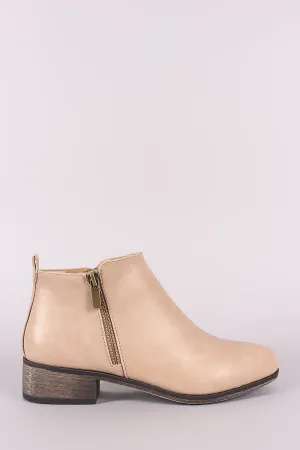 Bamboo Zipper Trim Almond Toe booties