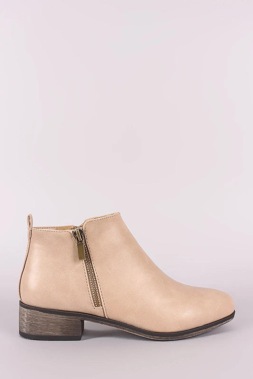 Bamboo Zipper Trim Almond Toe booties
