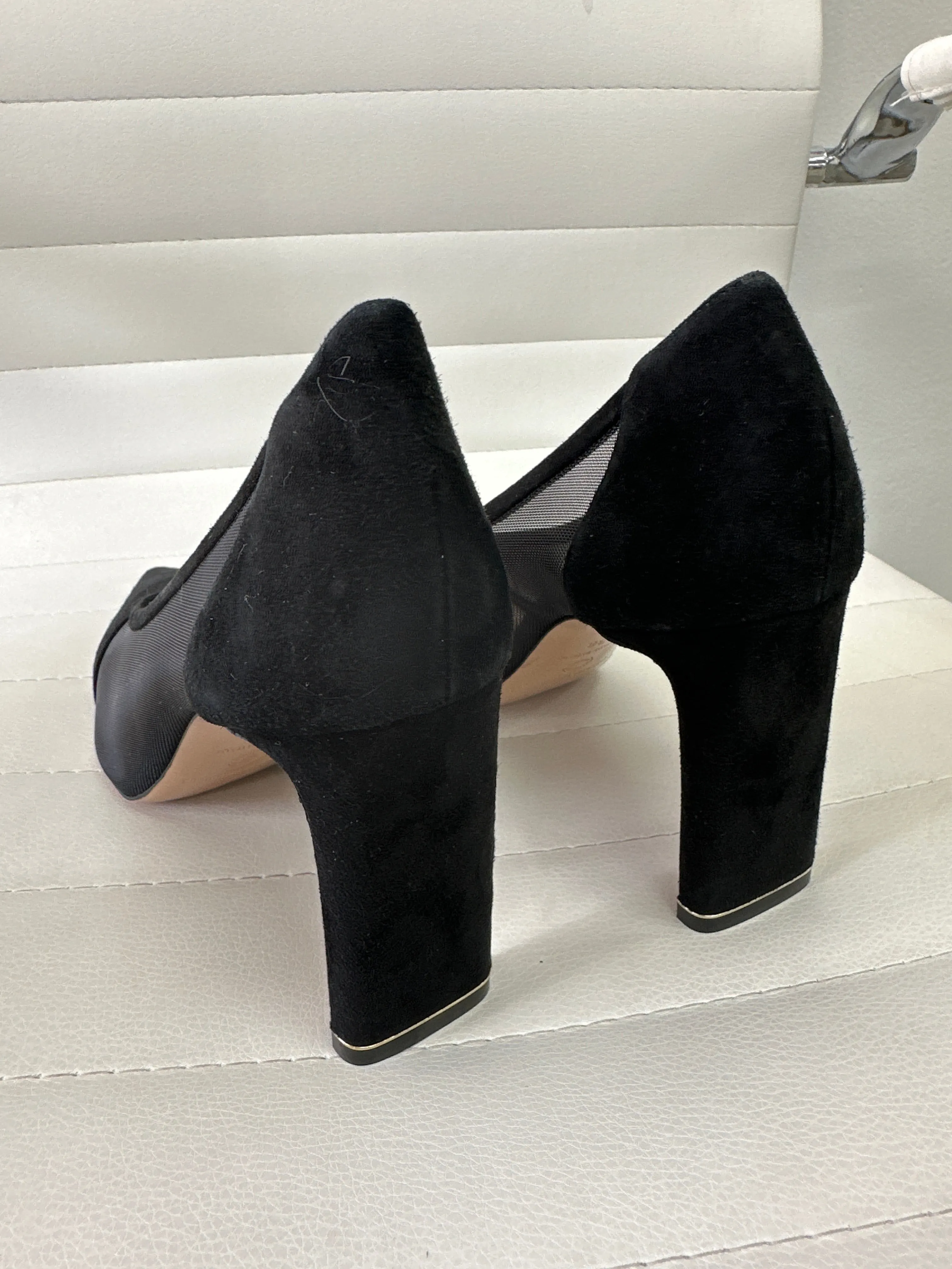 Black Yasmin Suede and Mesh Pumps