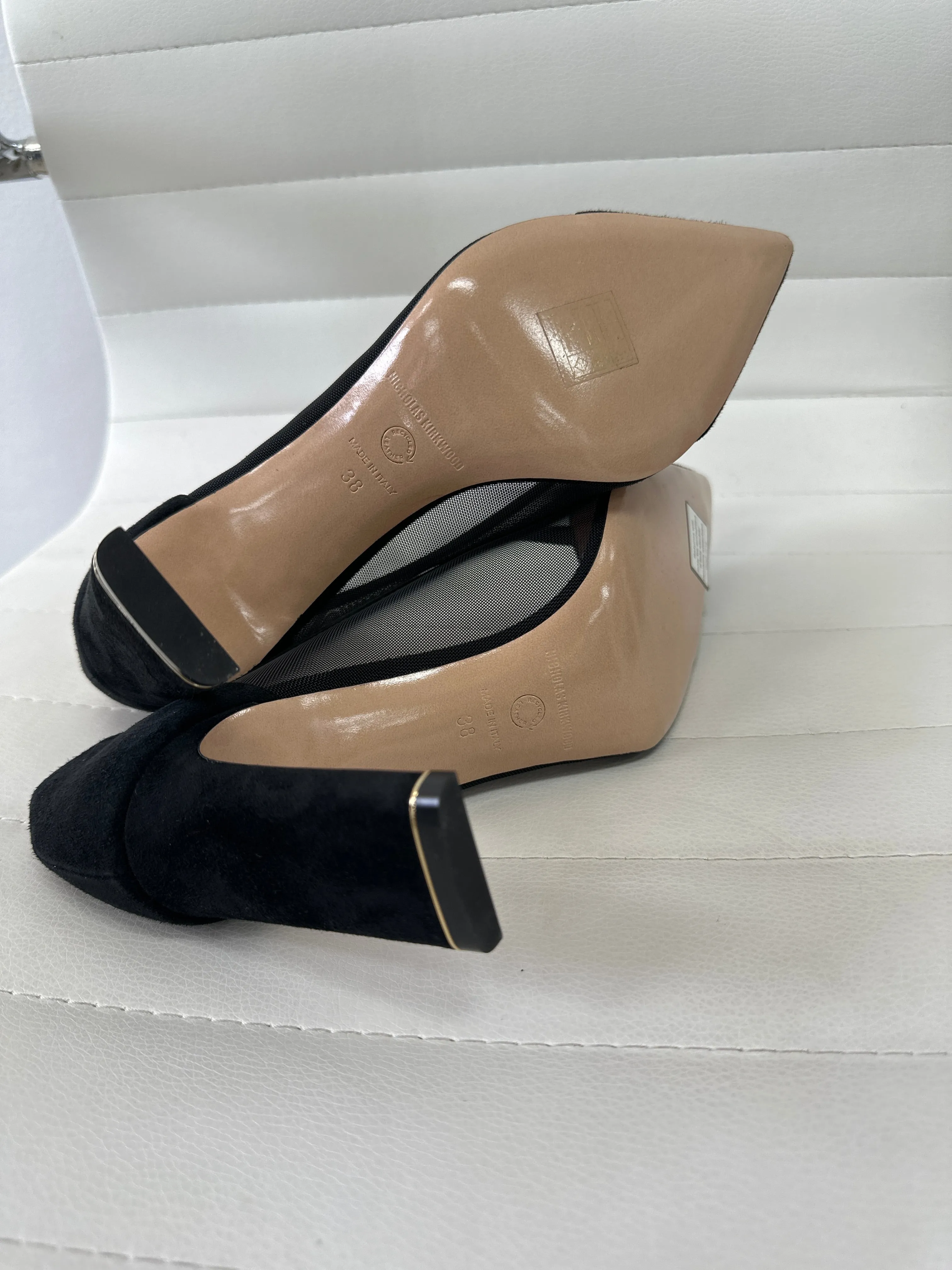 Black Yasmin Suede and Mesh Pumps
