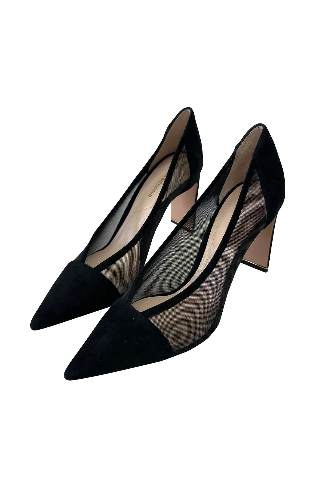 Black Yasmin Suede and Mesh Pumps