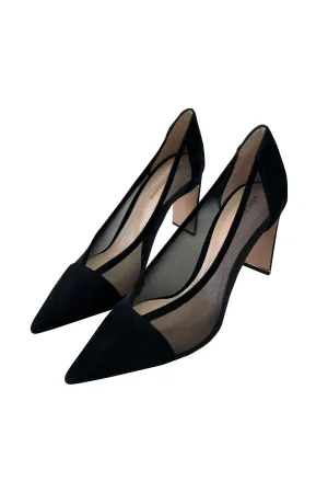 Black Yasmin Suede and Mesh Pumps