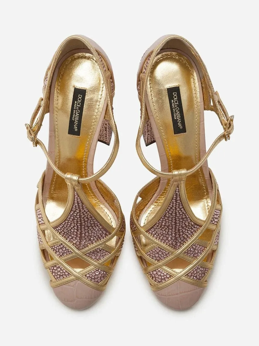 Block-Heel Crystal Embellished Pumps