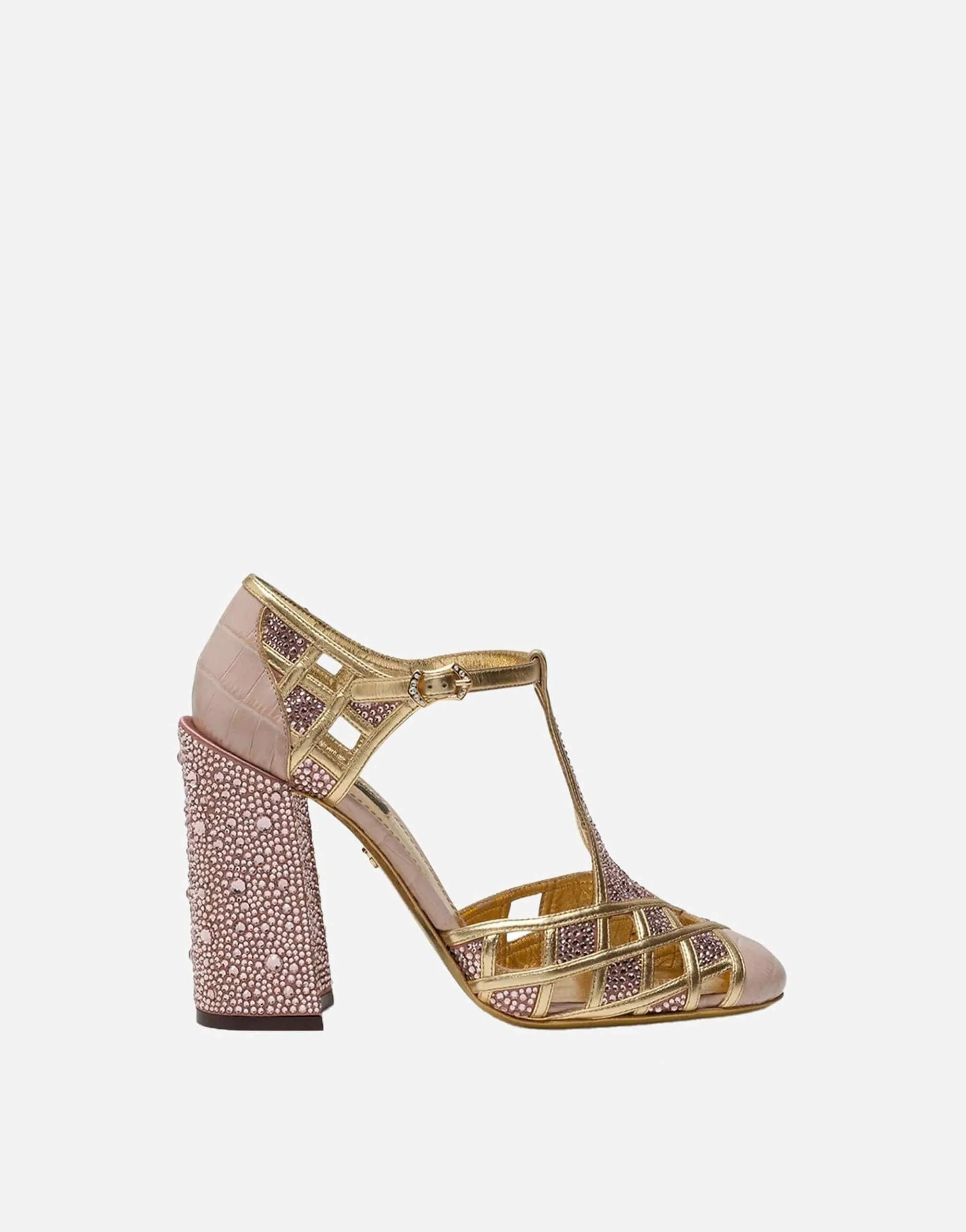 Block-Heel Crystal Embellished Pumps