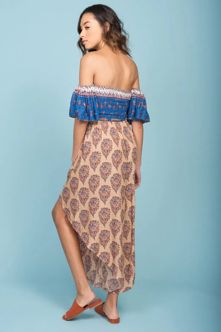 Brooke Off The Shoulder Maxi Romper Tan