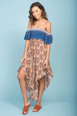 Brooke Off The Shoulder Maxi Romper Tan