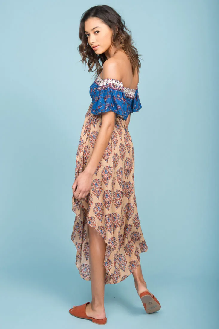 Brooke Off The Shoulder Maxi Romper Tan