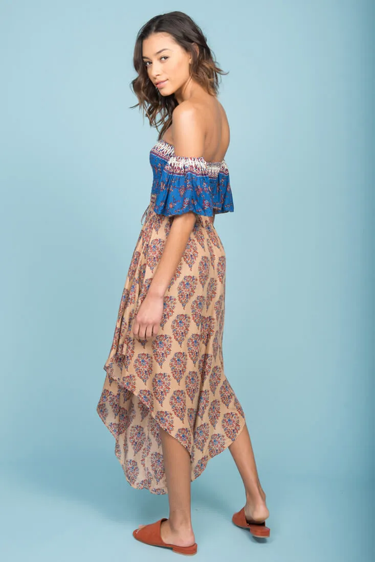 Brooke Off The Shoulder Maxi Romper Tan