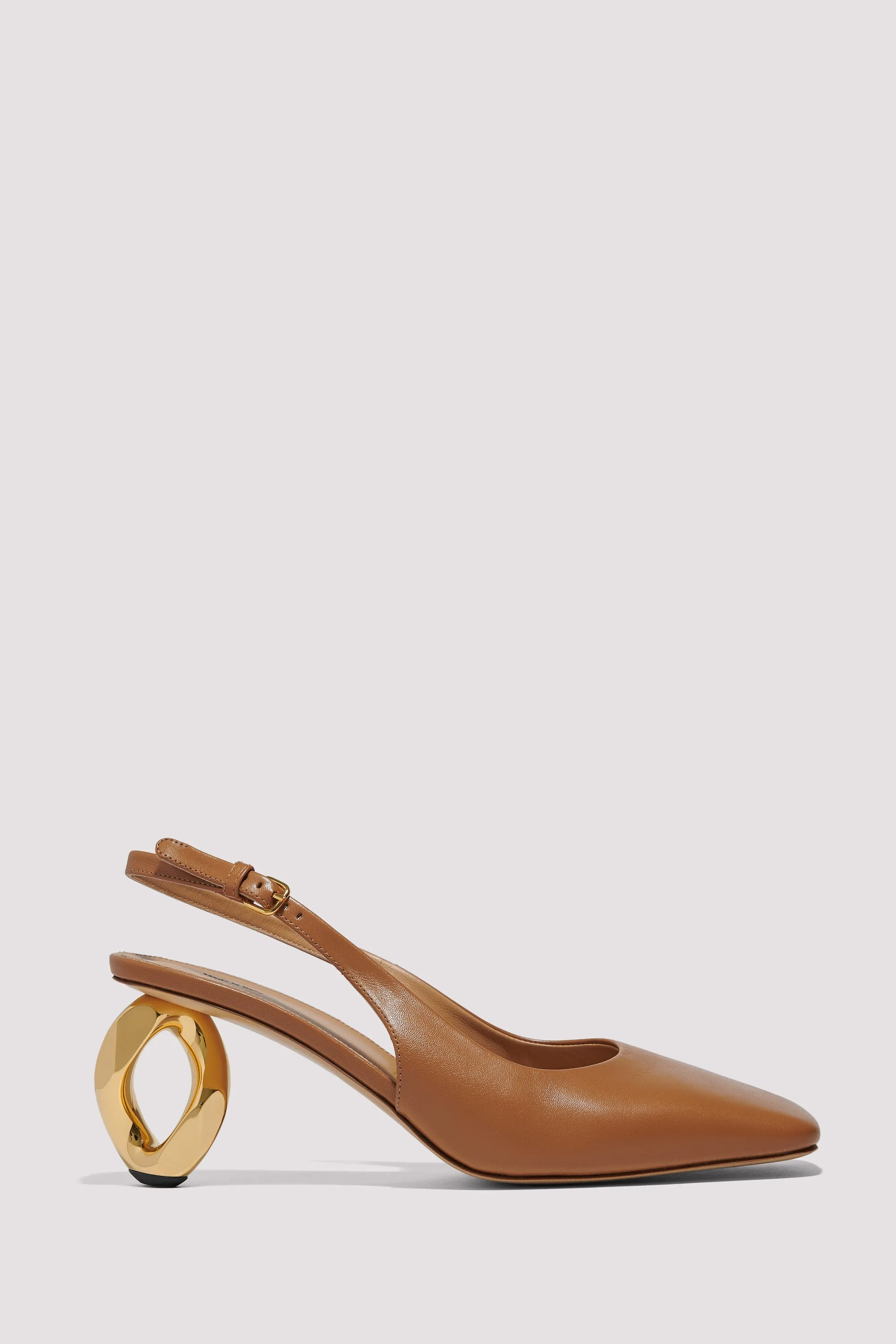 Brown 80 Chain Heel Pumps