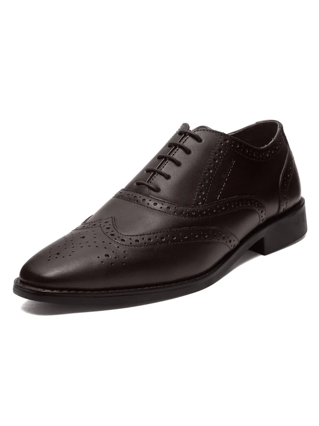 Brunette Brown Italian Leather Wingtip Brogue Shoes