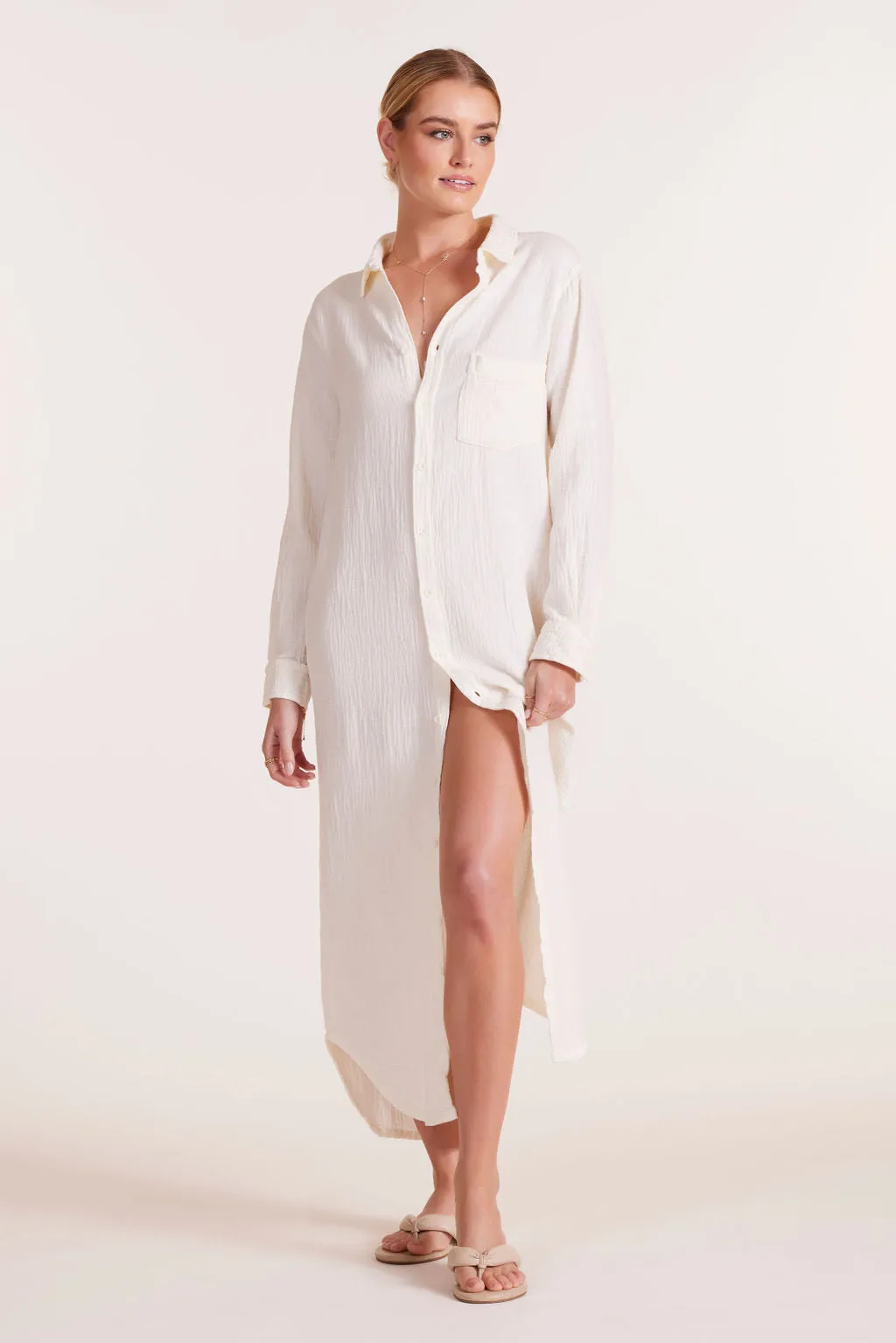 BUTTON FRONT MAXI SHIRT DRESS