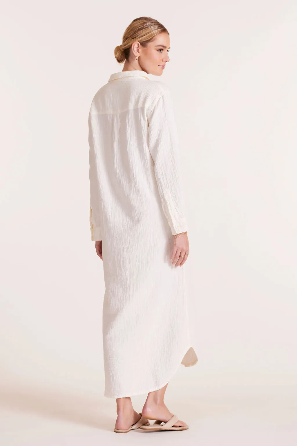 BUTTON FRONT MAXI SHIRT DRESS