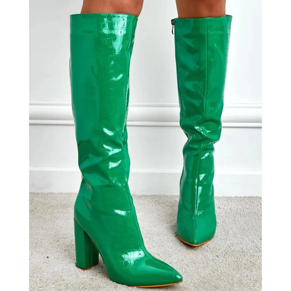 Chic Print Knee High Boots