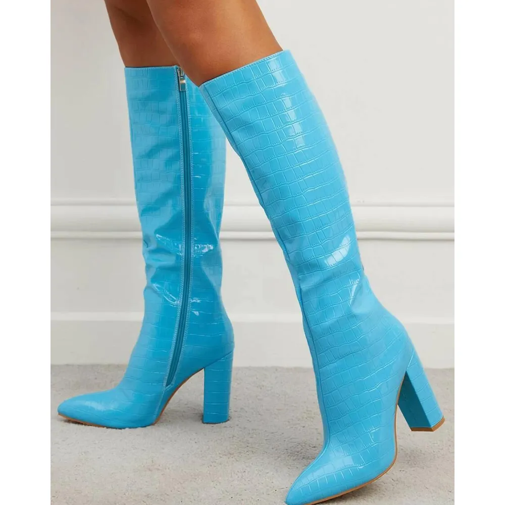 Chic Print Knee High Boots