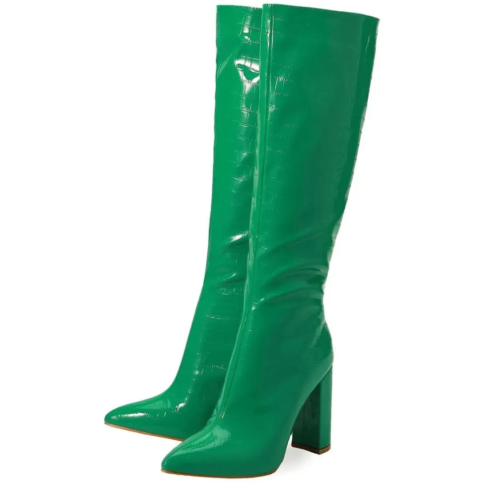 Chic Print Knee High Boots