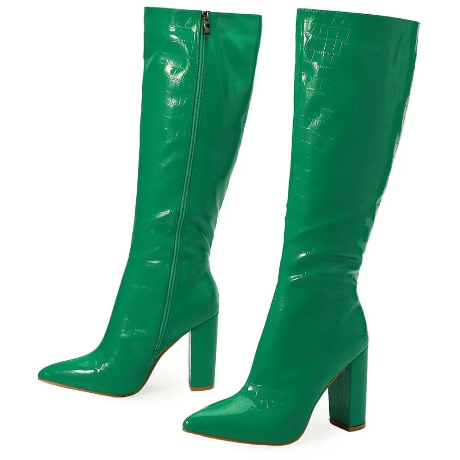 Chic Print Knee High Boots