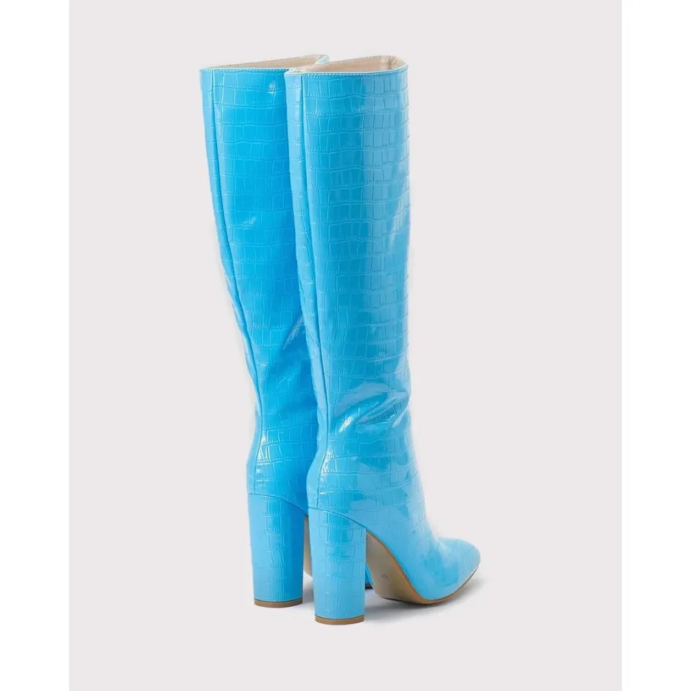 Chic Print Knee High Boots