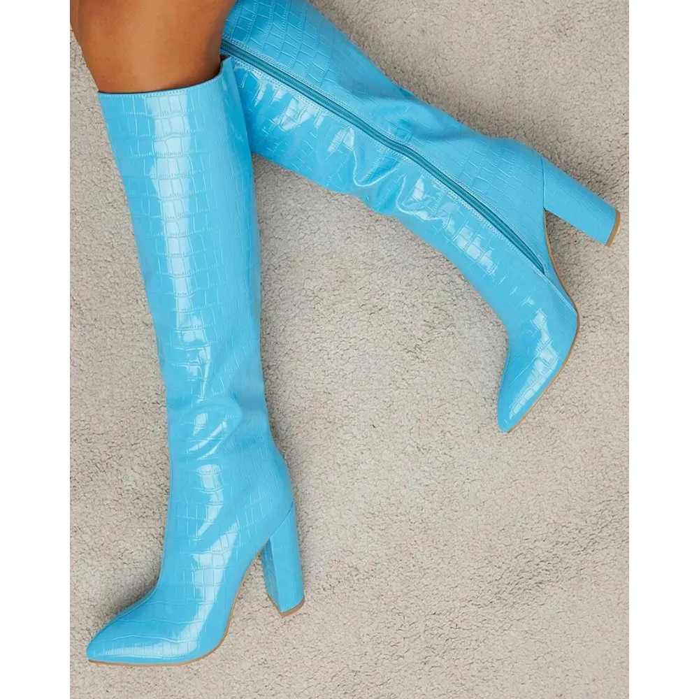 Chic Print Knee High Boots