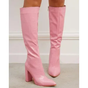 Chic Print Knee High Boots