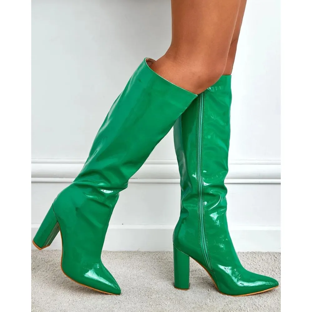 Chic Print Knee High Boots