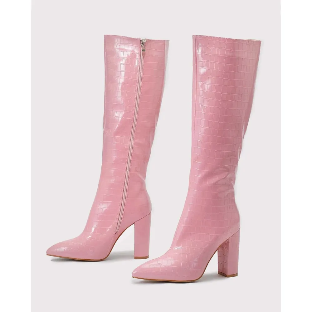 Chic Print Knee High Boots