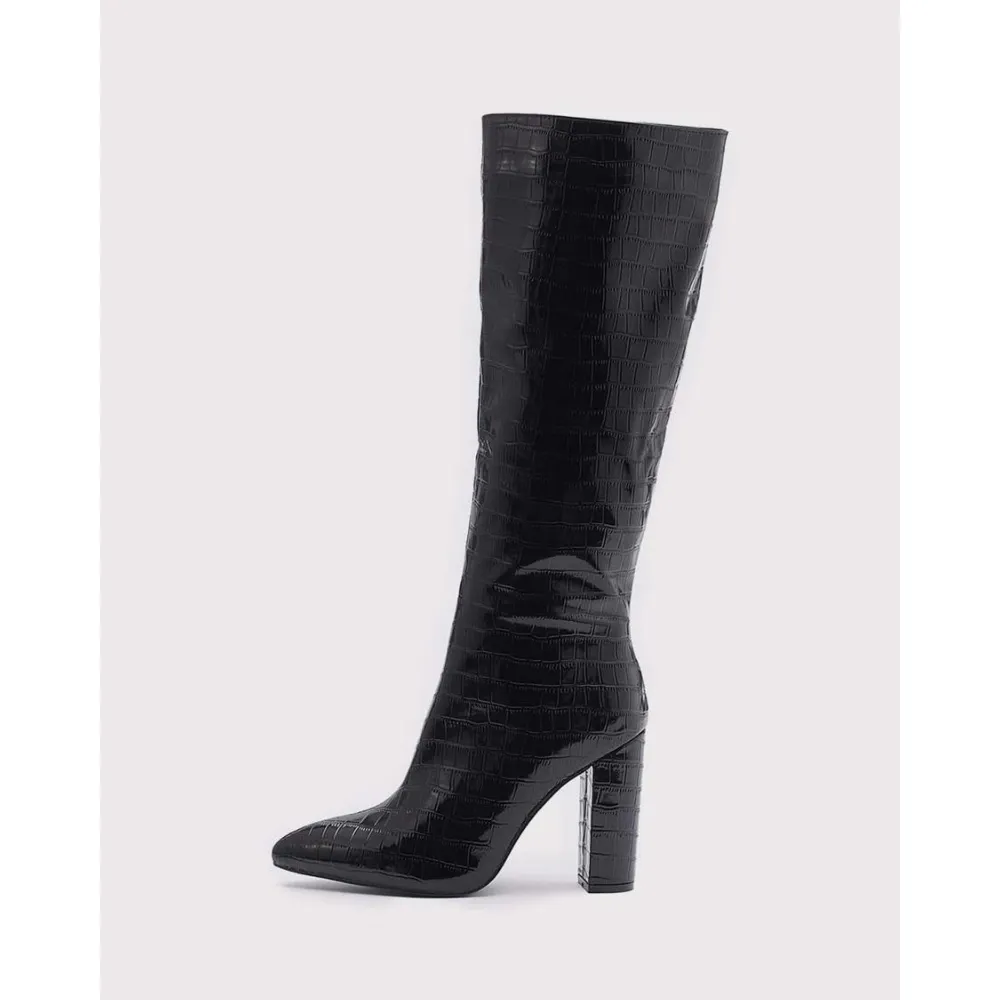 Chic Print Knee High Boots