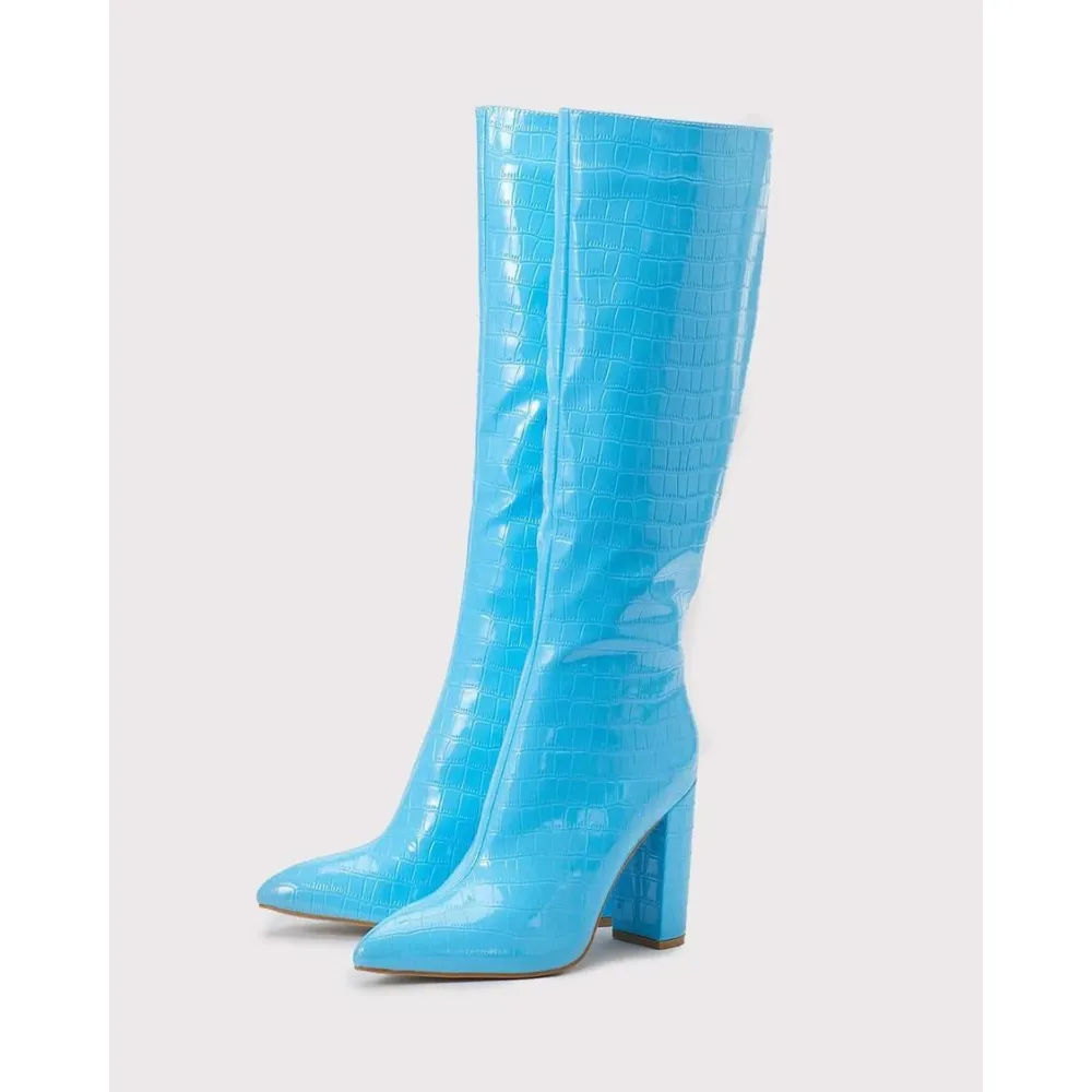 Chic Print Knee High Boots