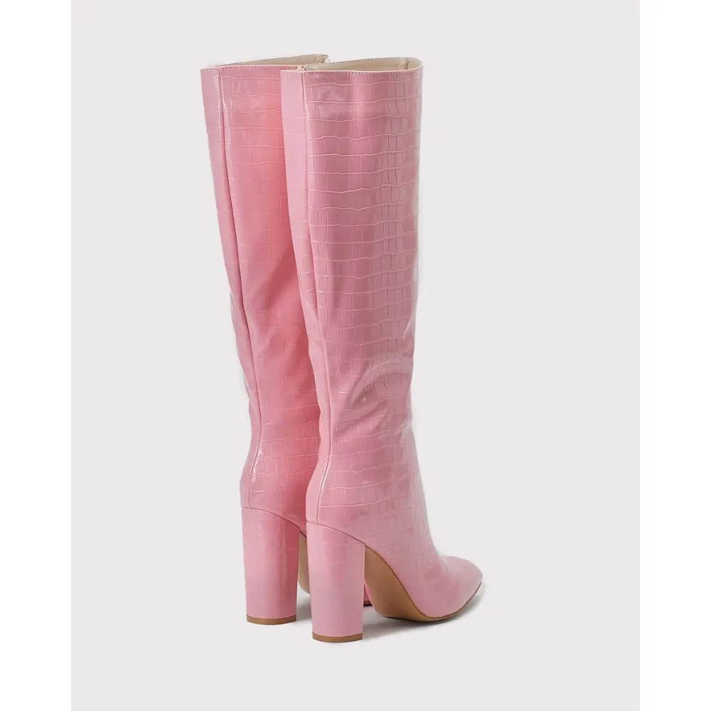 Chic Print Knee High Boots
