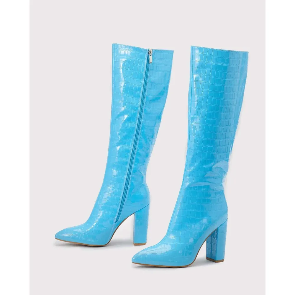 Chic Print Knee High Boots