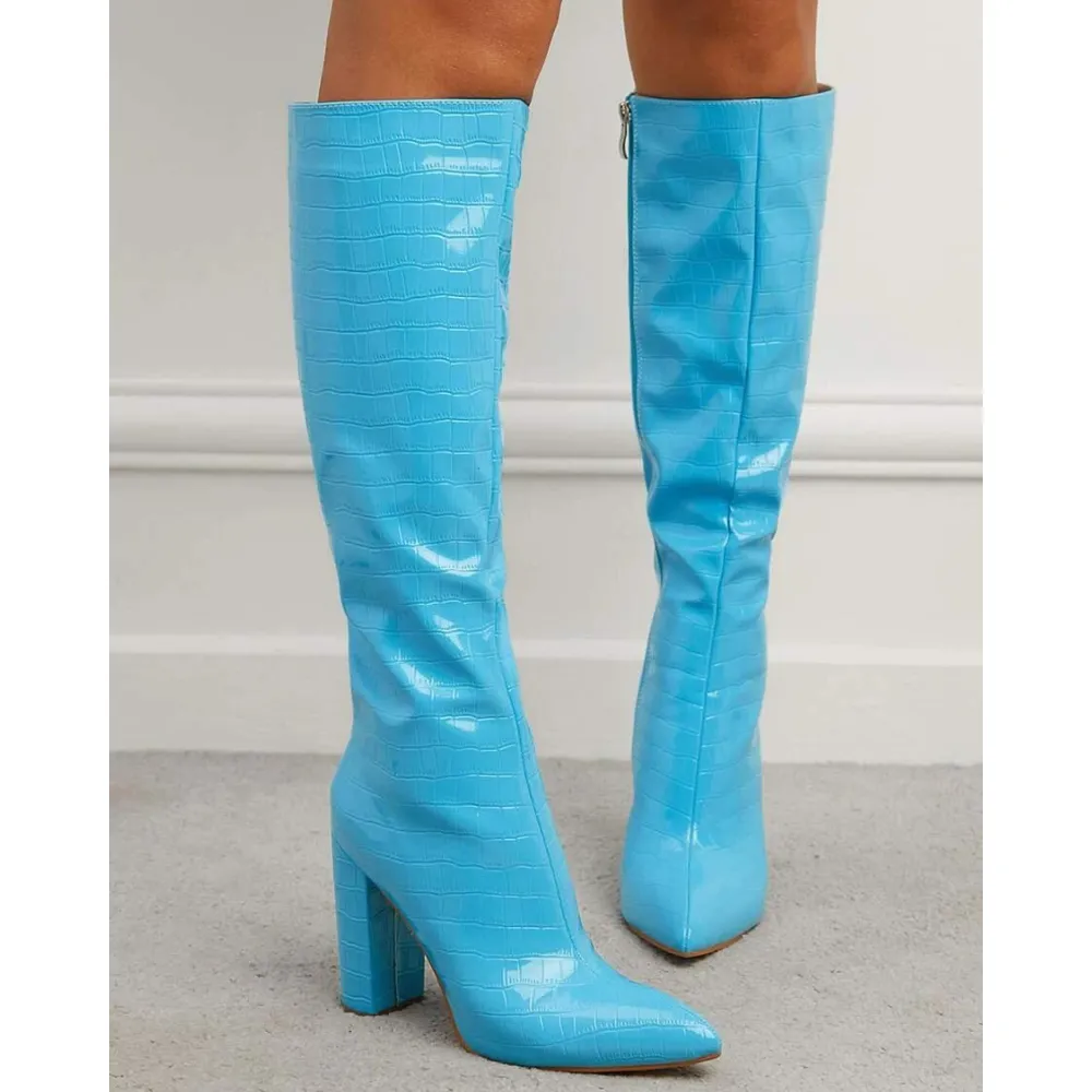 Chic Print Knee High Boots