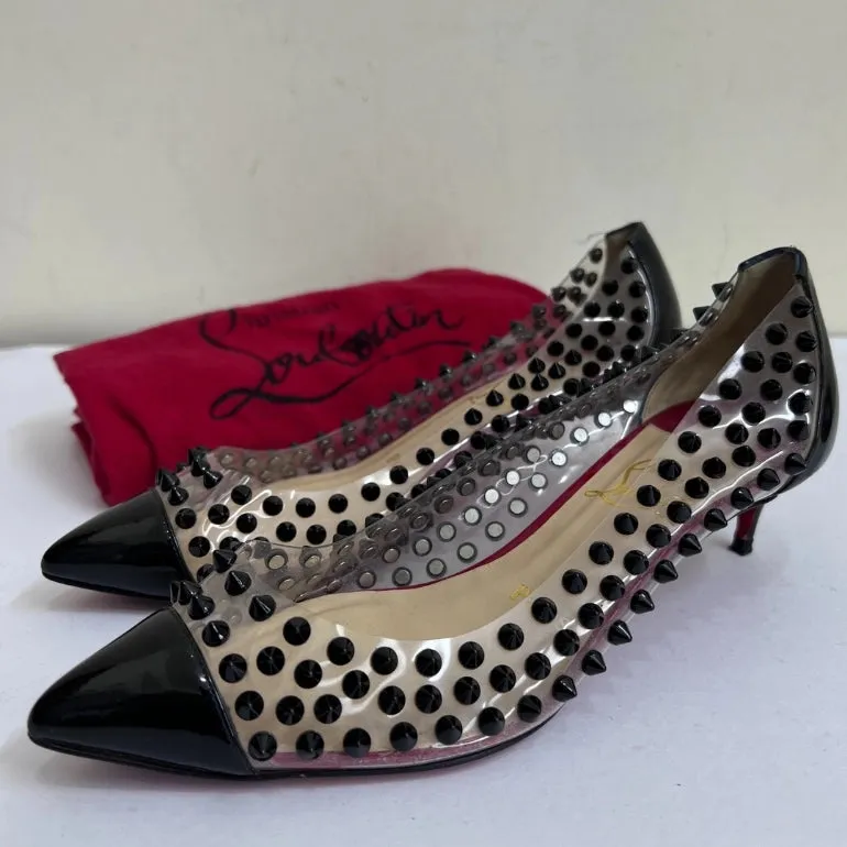 Christian Louboutin Patent Leather and PVC Spike Pumps