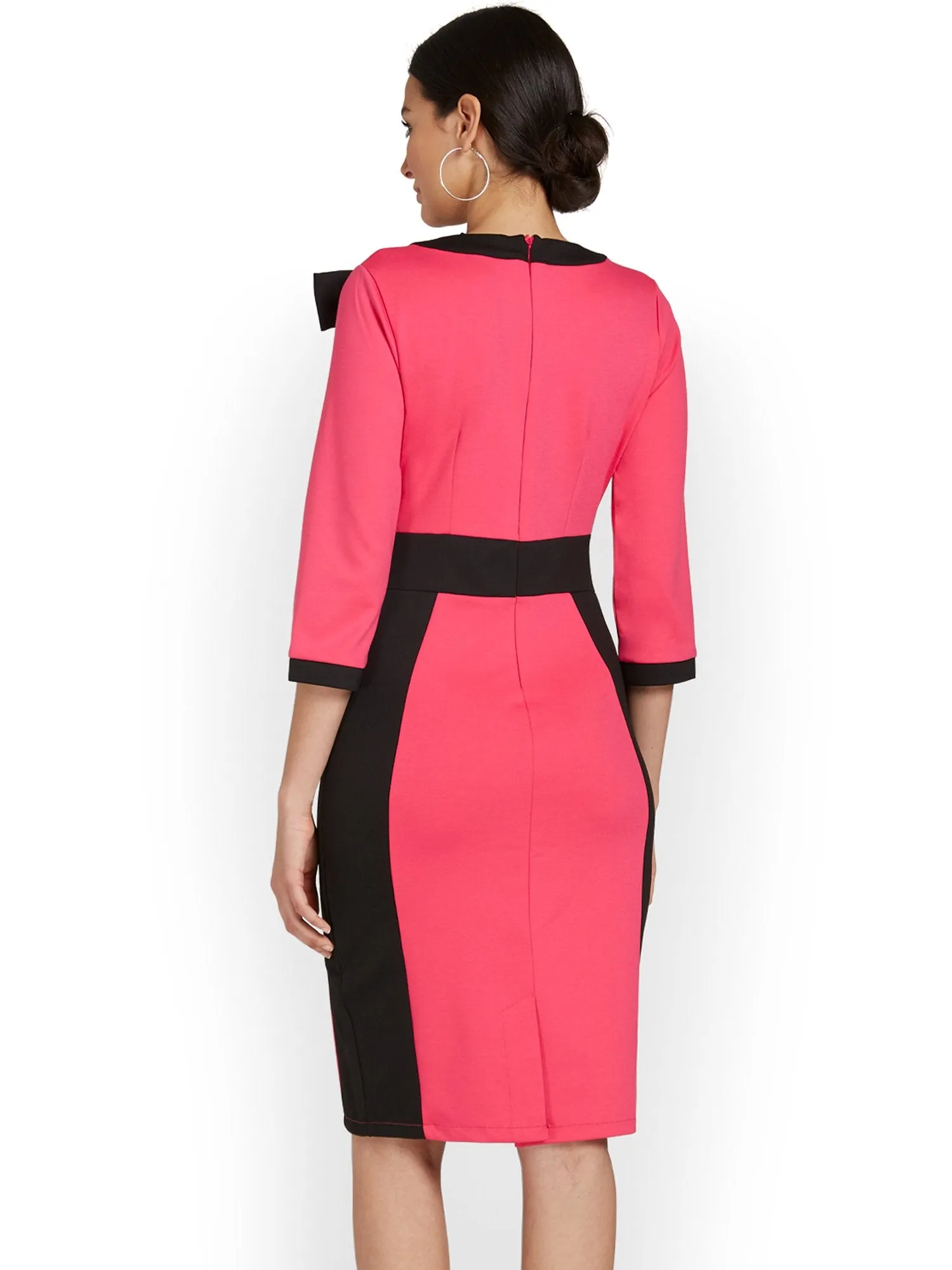 Contrast-Trim Bow-Front Sheath Dress - Superflex