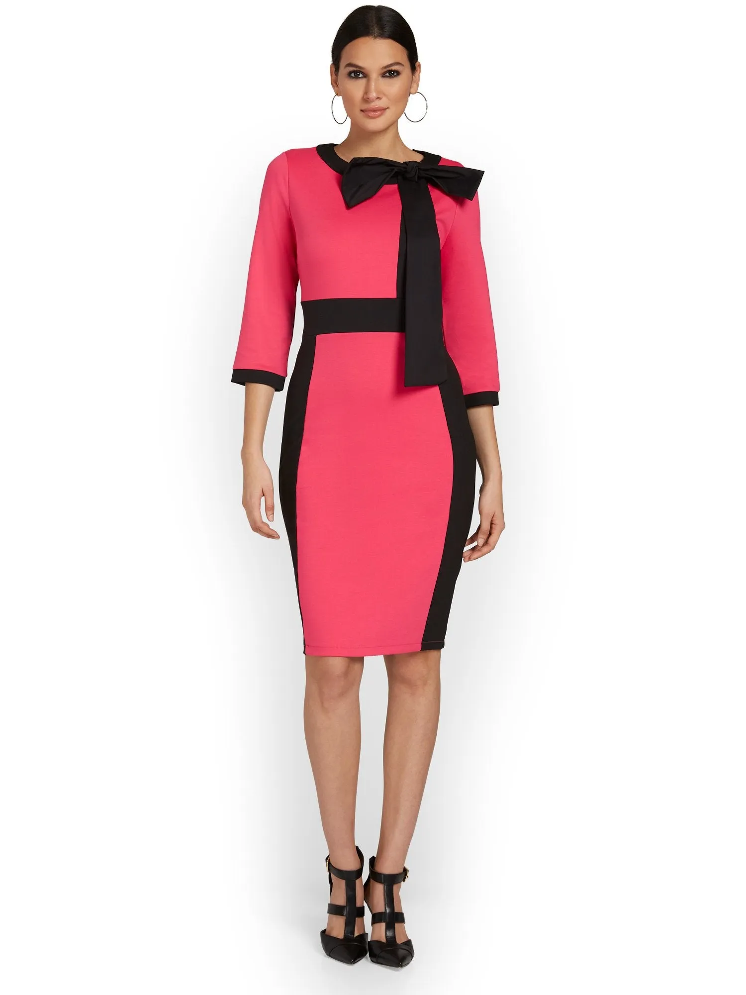 Contrast-Trim Bow-Front Sheath Dress - Superflex