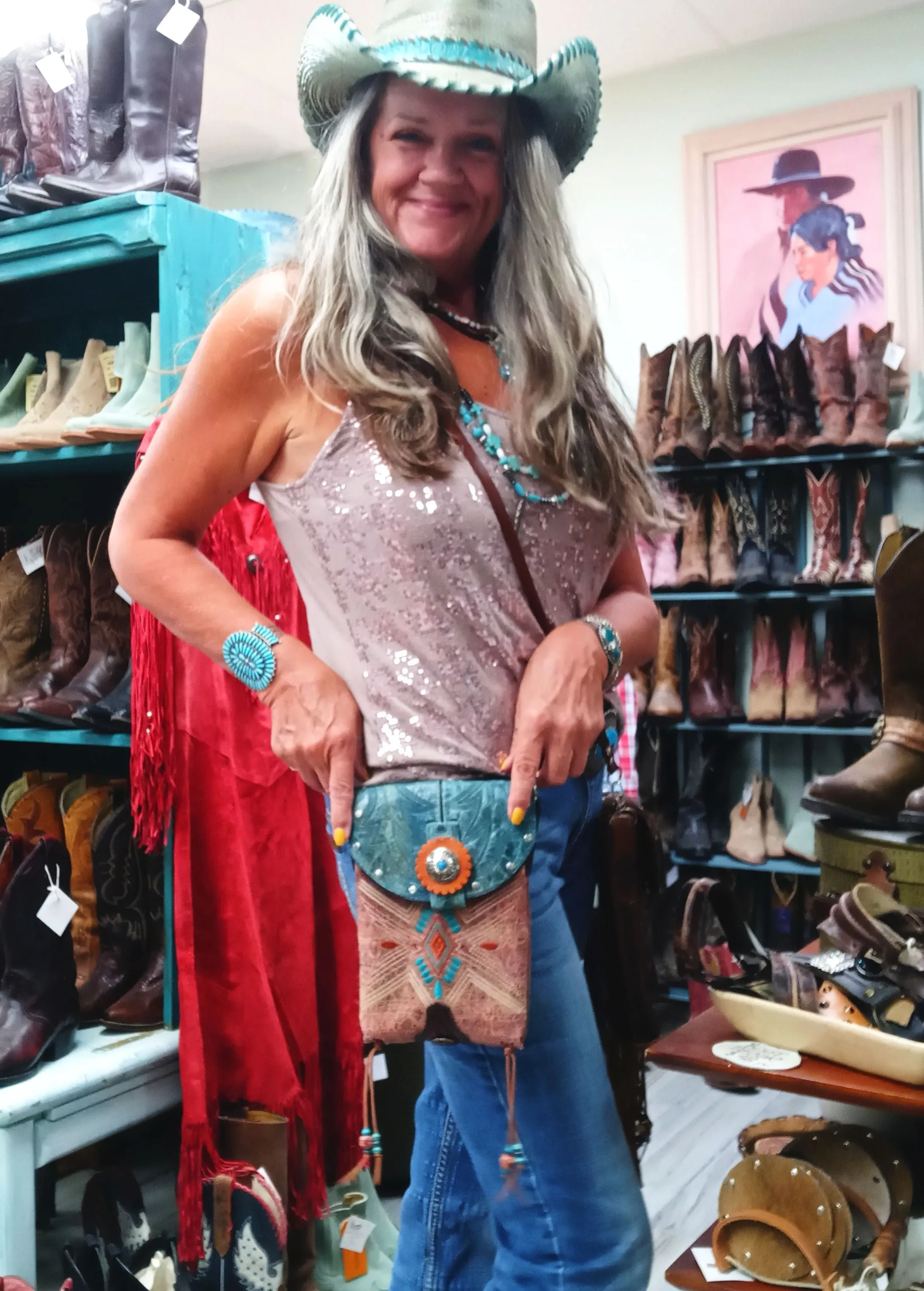 Cowboy Boot Crossbody Hipster Purse HP991