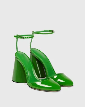 Daria Leather Ankle Strap Pumps In Green
