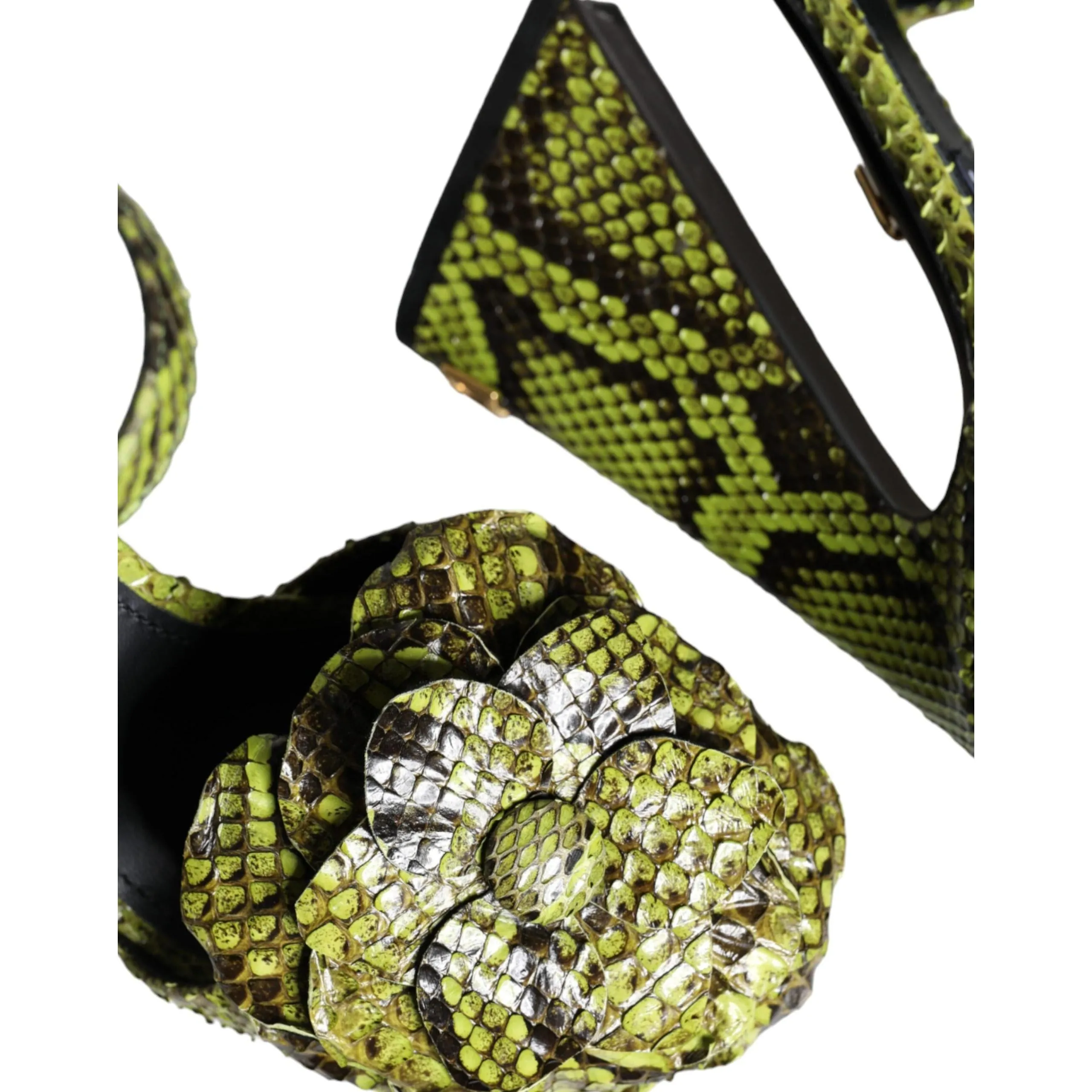 Dolce & Gabbana Green Exotic Leather Ankle Strap Heels Sandals Shoes
