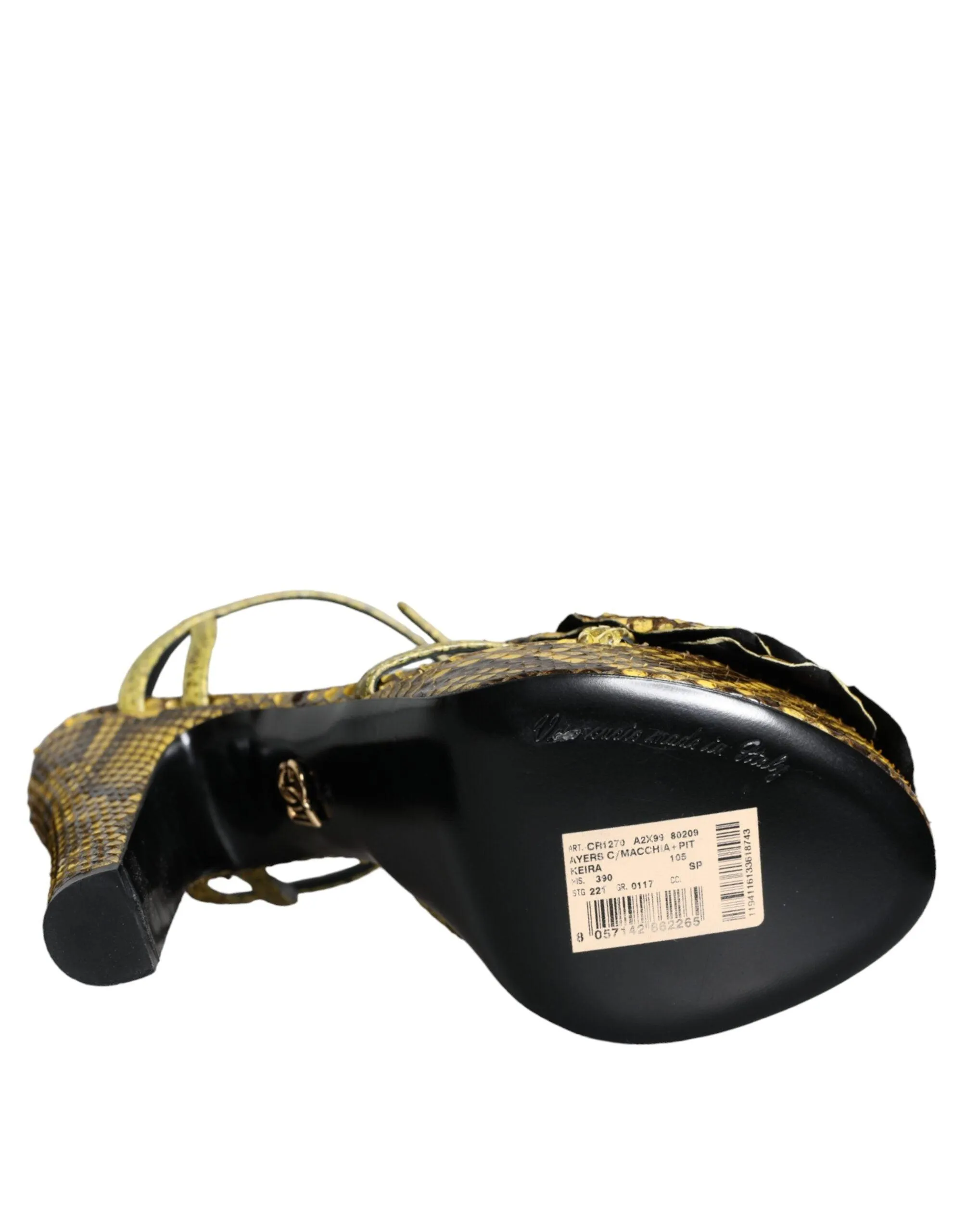 Dolce & Gabbana Yellow Exotic Leather Ankle Strap Heels SandalerSko
