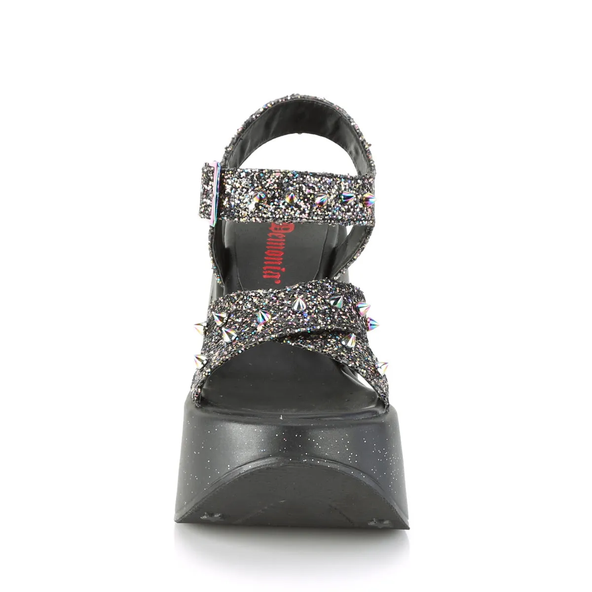 DYNAMITE-02 DemoniaCult Black Glitter Sexy Women's Sandals (Alternative Footwear)
