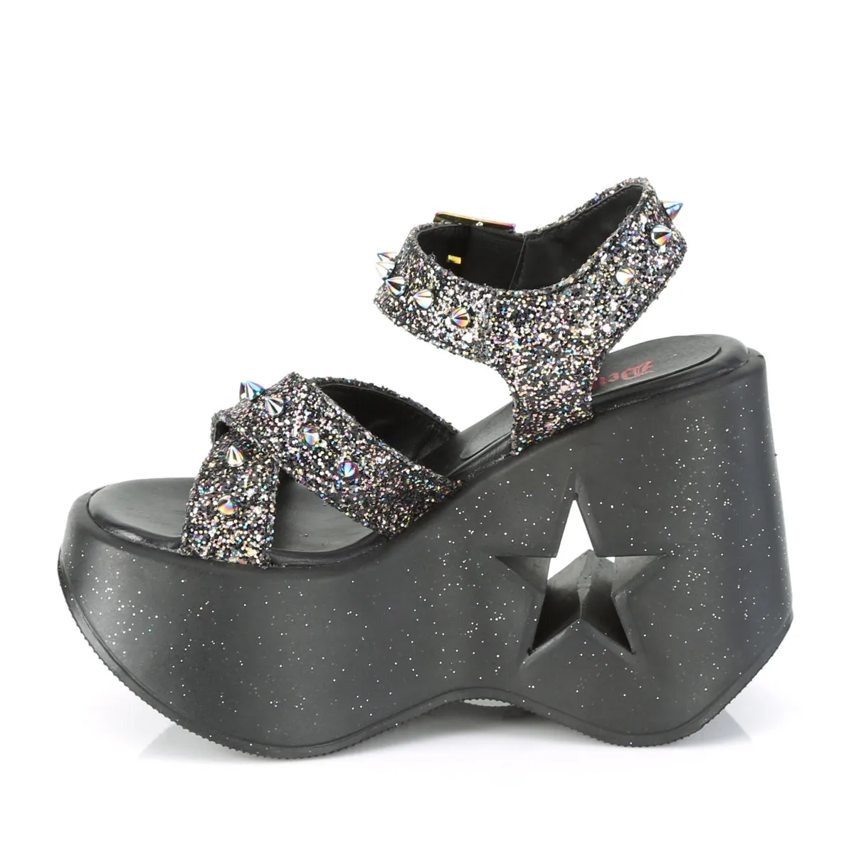 DYNAMITE-02 DemoniaCult Black Glitter Sexy Women's Sandals (Alternative Footwear)