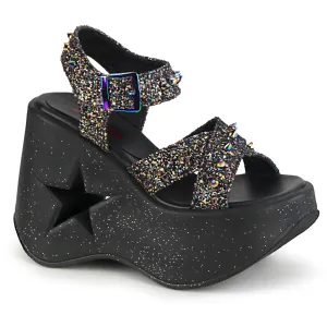 DYNAMITE-02 DemoniaCult Black Glitter Sexy Women's Sandals (Alternative Footwear)