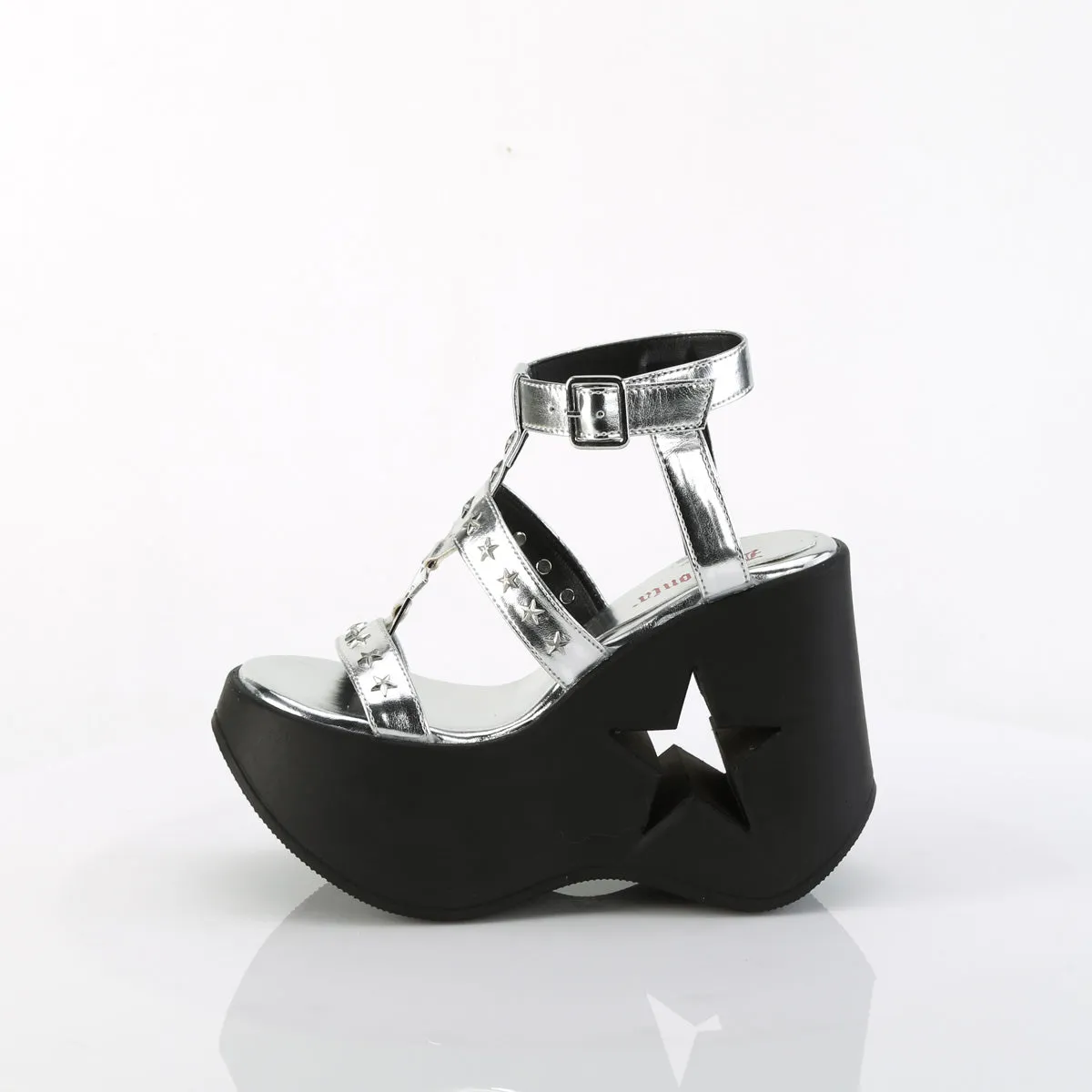 DYNAMITE-12 DemoniaCult Silver Metallic Vegan Leather Sexy Women's Sandals (Alternative Footwear)