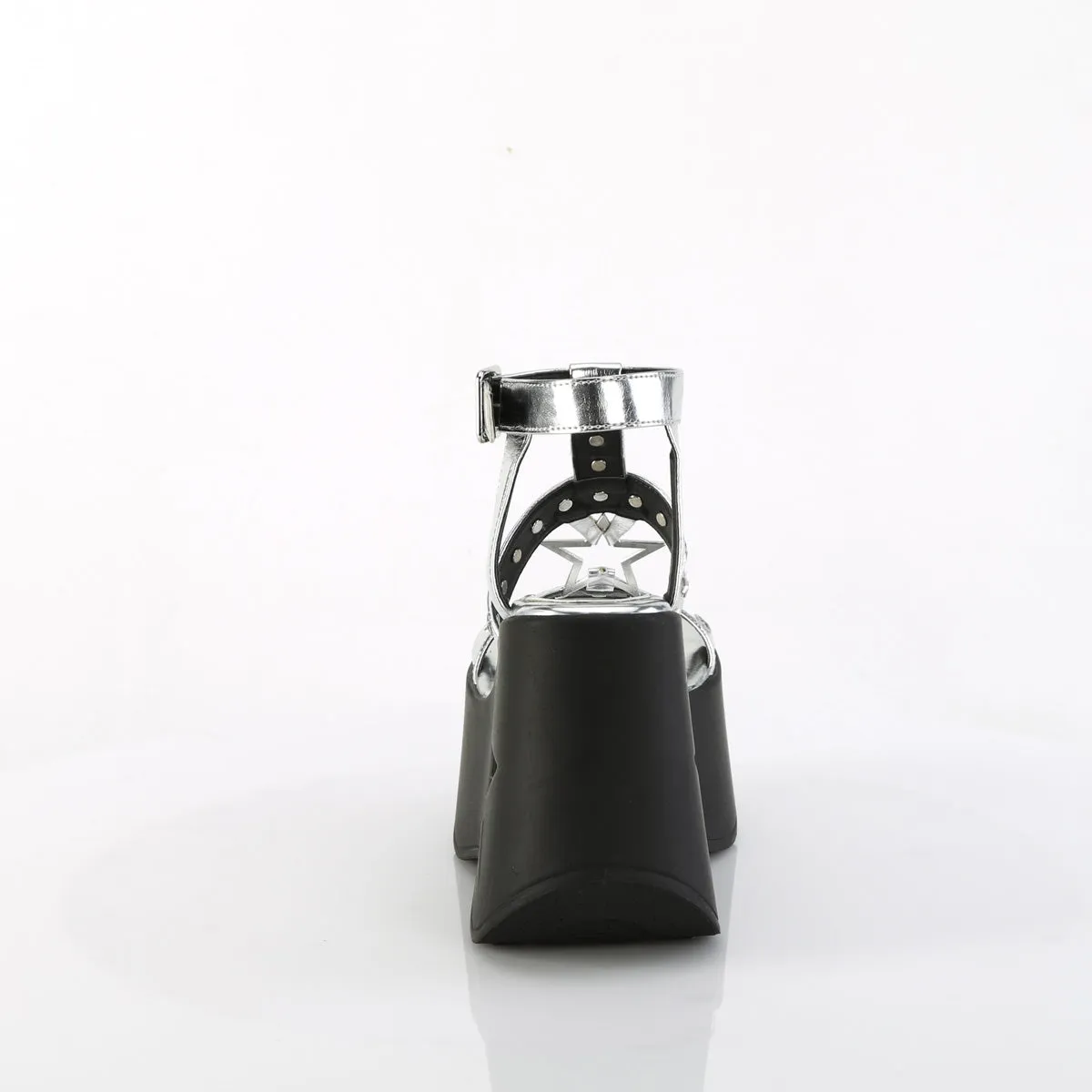 DYNAMITE-12 DemoniaCult Silver Metallic Vegan Leather Sexy Women's Sandals (Alternative Footwear)